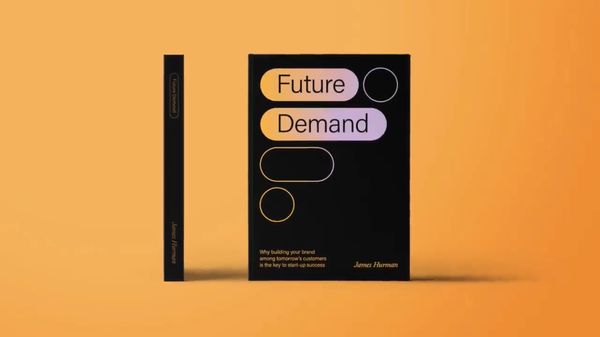Cover and spine of the book Future Demand by James Hurman on orange background.